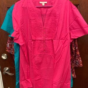 Woman Within Vibrant Pink and Teal Tops